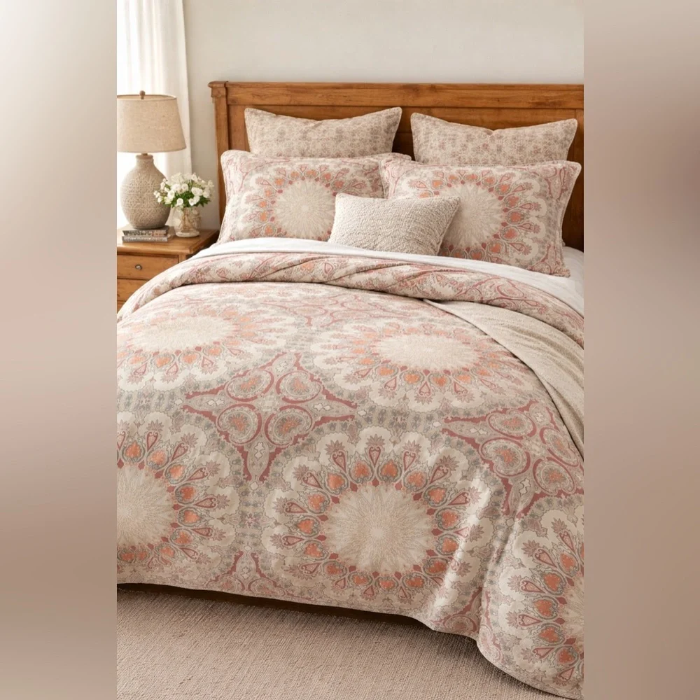 Pottery Barn Valencia King Duvet Cover Set Sham Pillowcase Orange Red